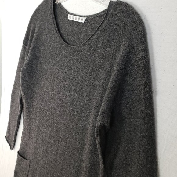 KOKUN 100% Cashmere Sweater Dress Tunic Knit Gray size S Relaxed Fit Lagenlook - Picture 11 of 11
